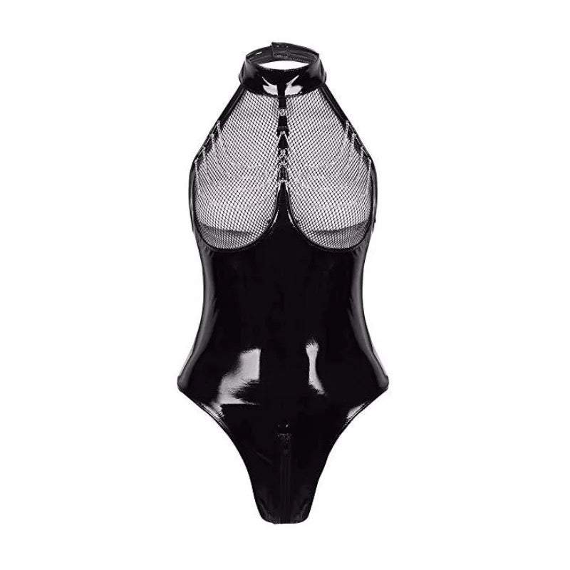Lingerie | Vegan Leather Bondage Teddy Insta | XS - 4XL